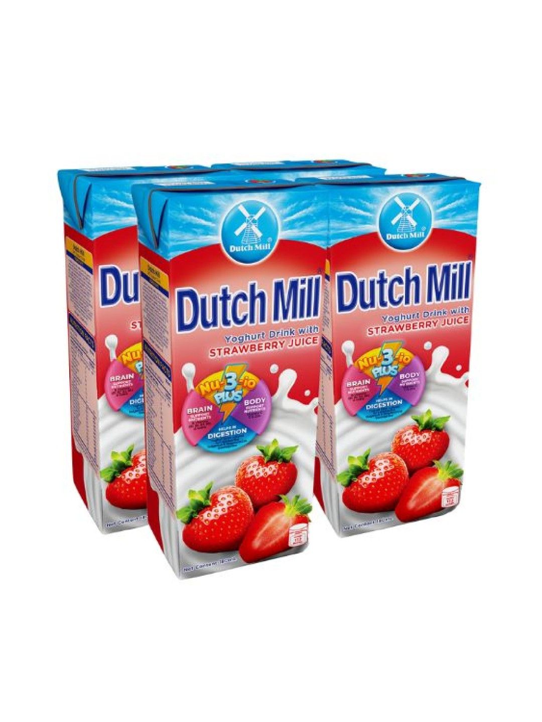 Dutch Mill UHT Yoghurt Drink Strawberry 180ml x 4 brick (No Color- Image 1)