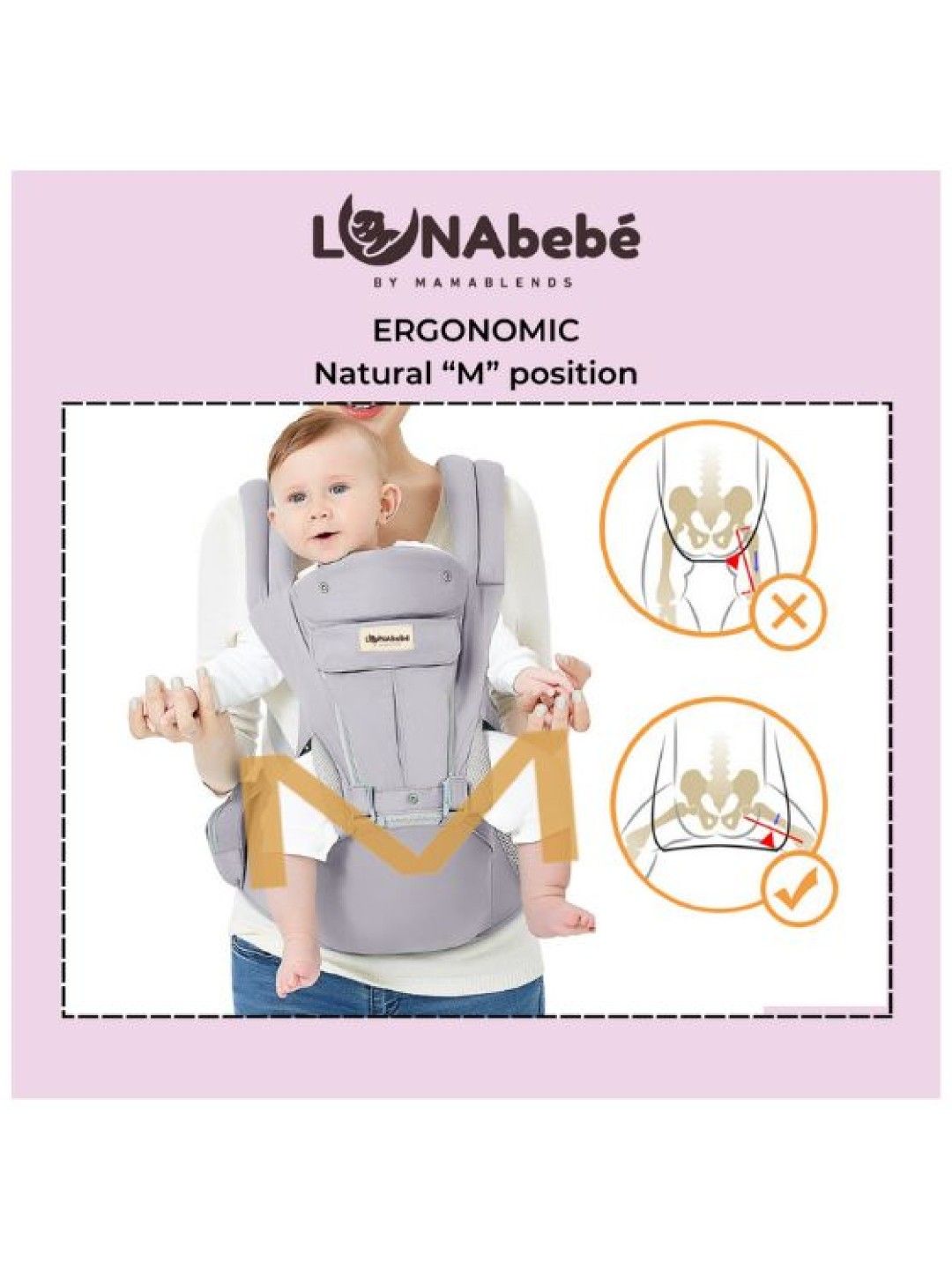 Mama Blends Ergonomic Hip Seat Baby Carrier (Dark Gray- Image 3)