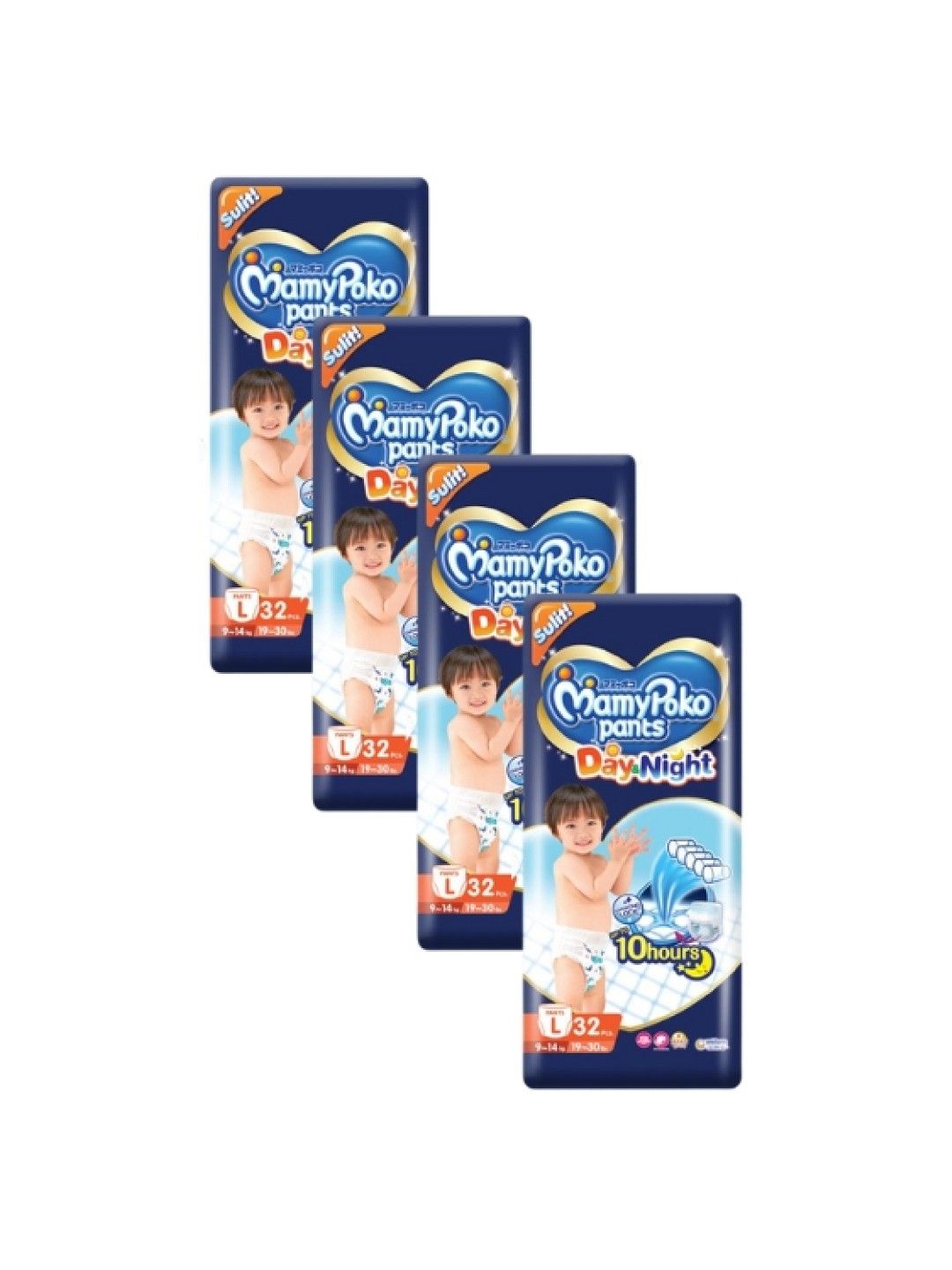 MamyPoko Day and Night Diaper Pants Large 32s x 4 packs (128 pcs) (No Color- Image 1)