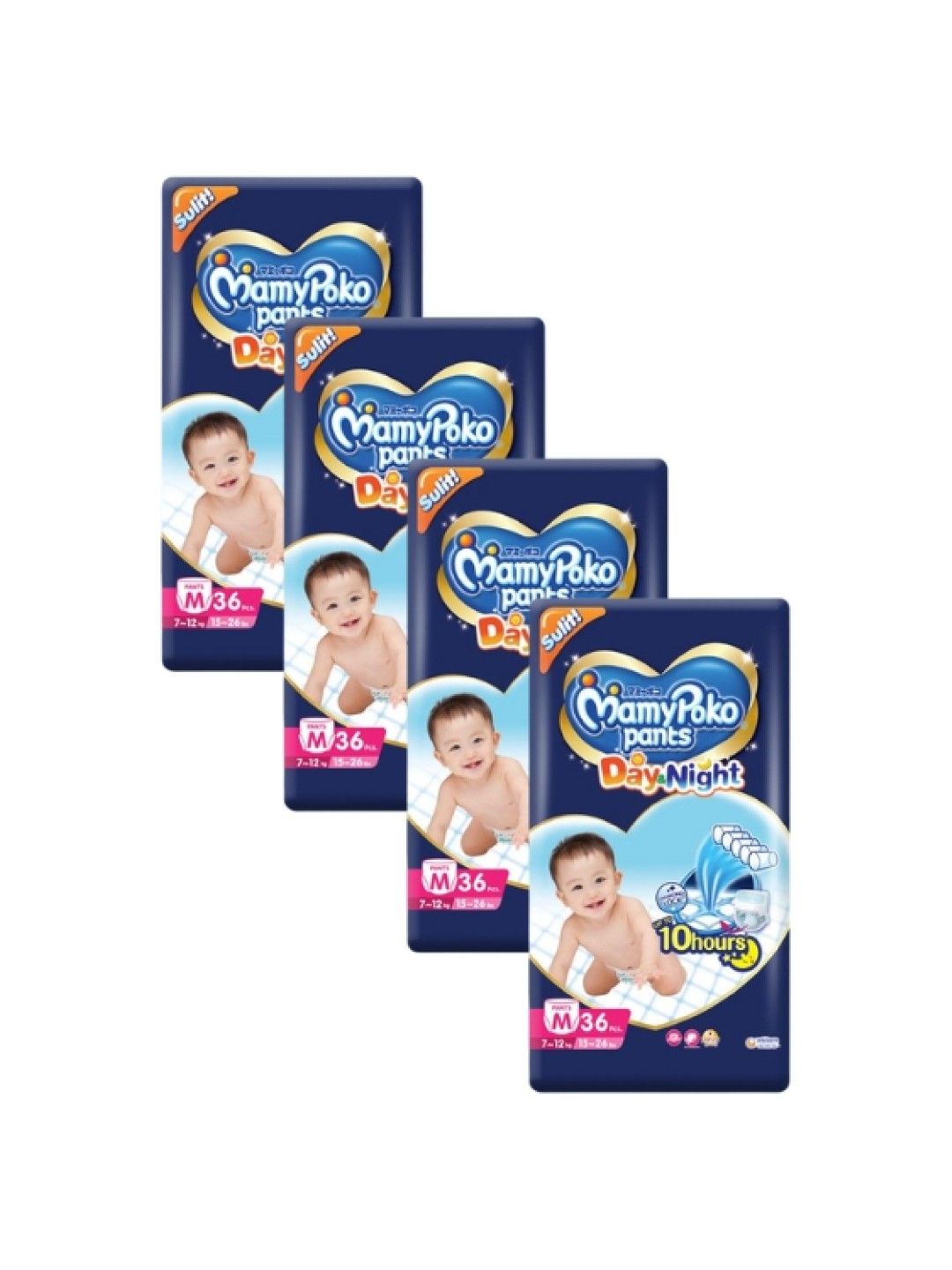MamyPoko Day and Night Diaper Pants Medium 36s x 4 packs (144 pcs) (No Color- Image 1)