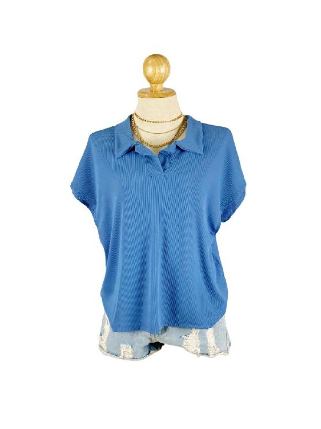 Mama Brand PH Batwing Collar Breastfeeding Top (Denim Blue- Image 1)