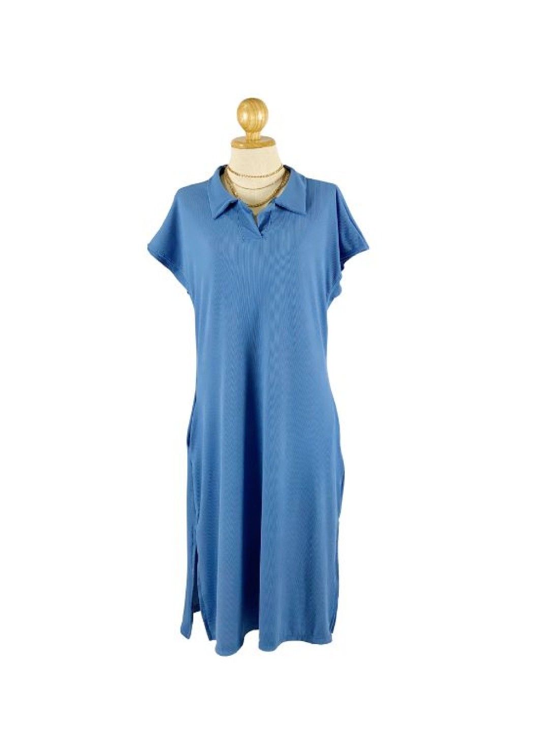 Mama Brand PH Batwing Collar Breastfeeding Maxi Dress (Denim Blue- Image 1)