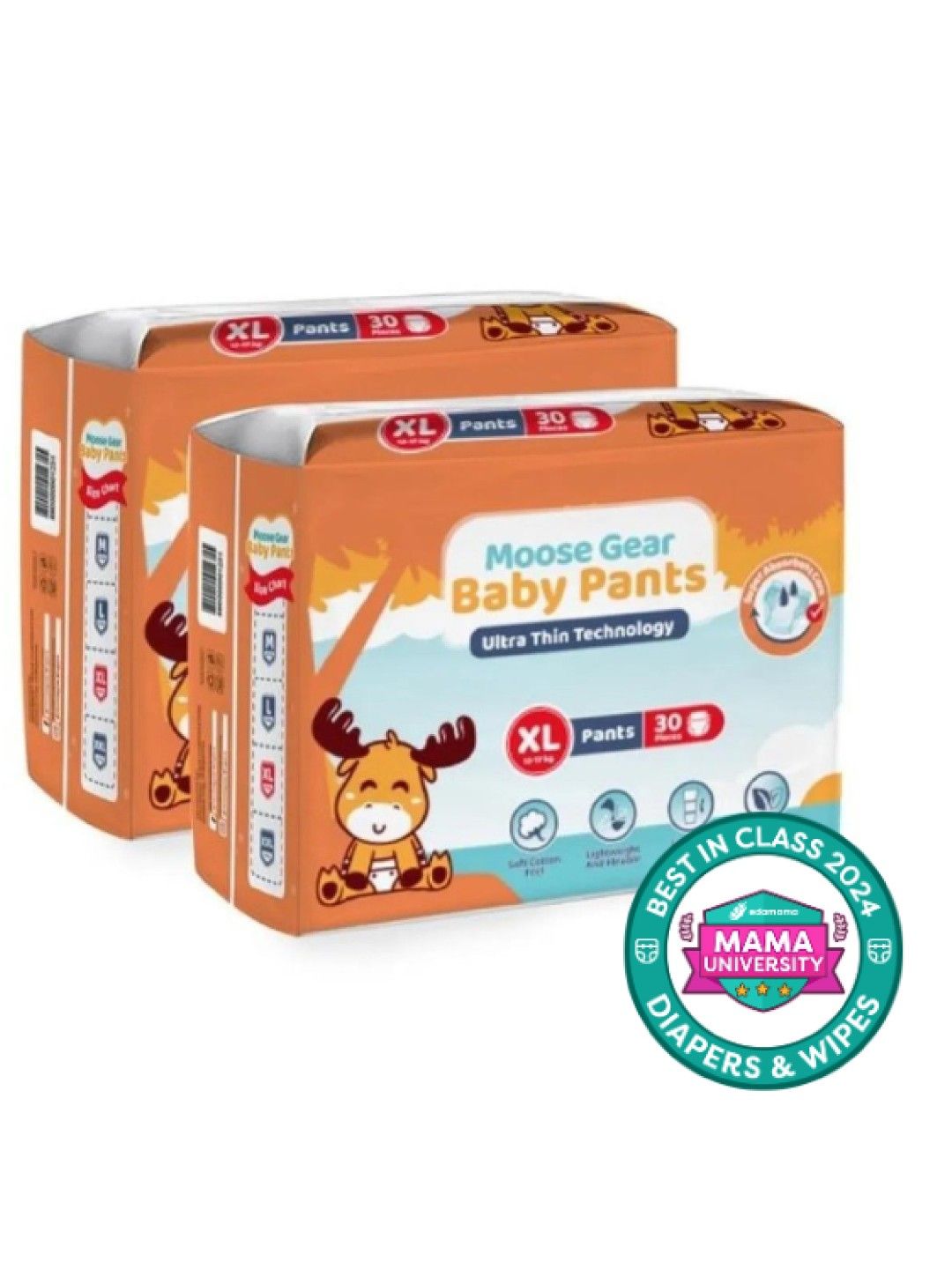 Moose Gear Baby Pants Diapers XL 2-Pack (60 pcs)