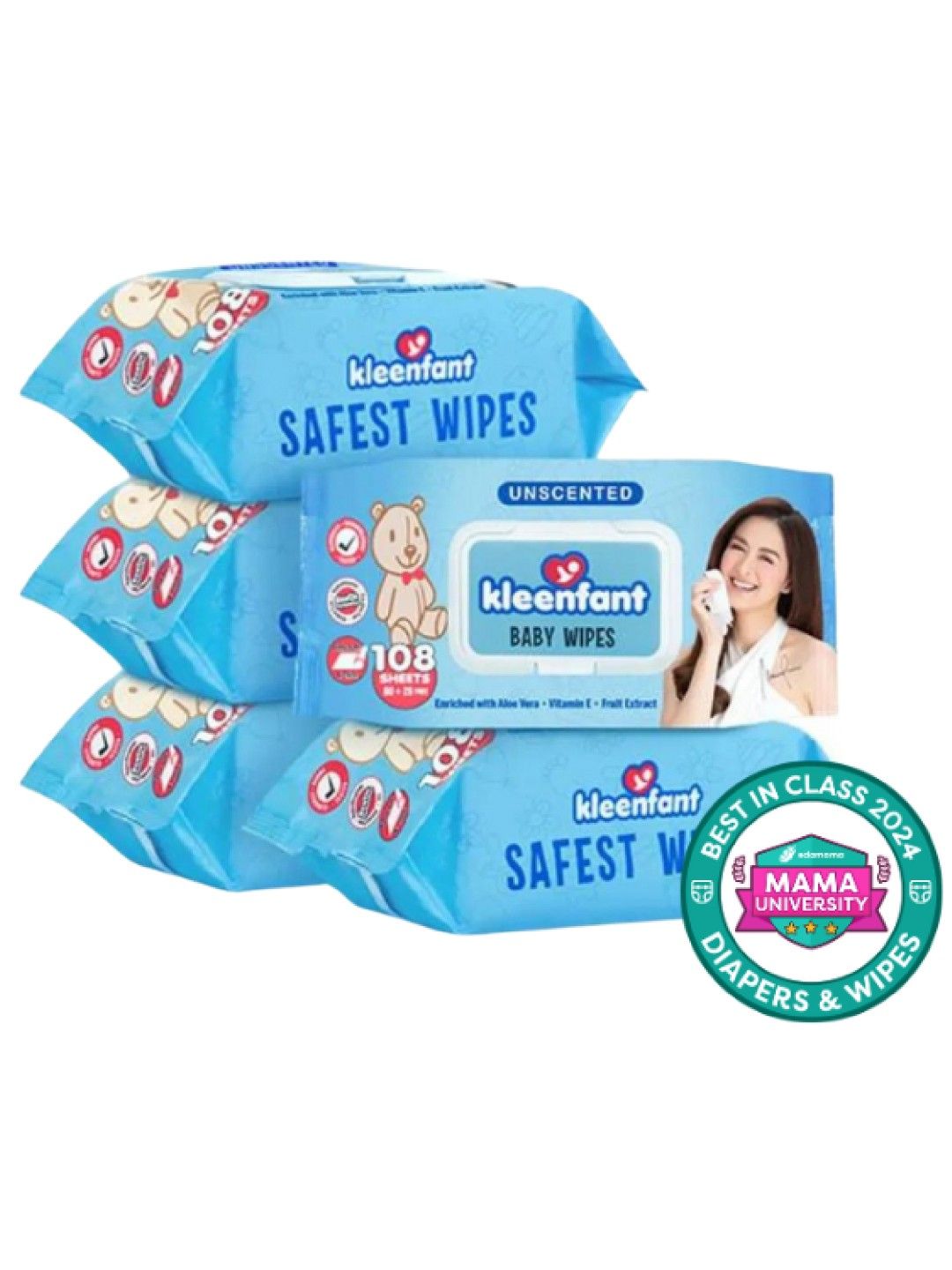 Kleenfant Unscented Baby Wipes (108 sheets) Pack of 5
