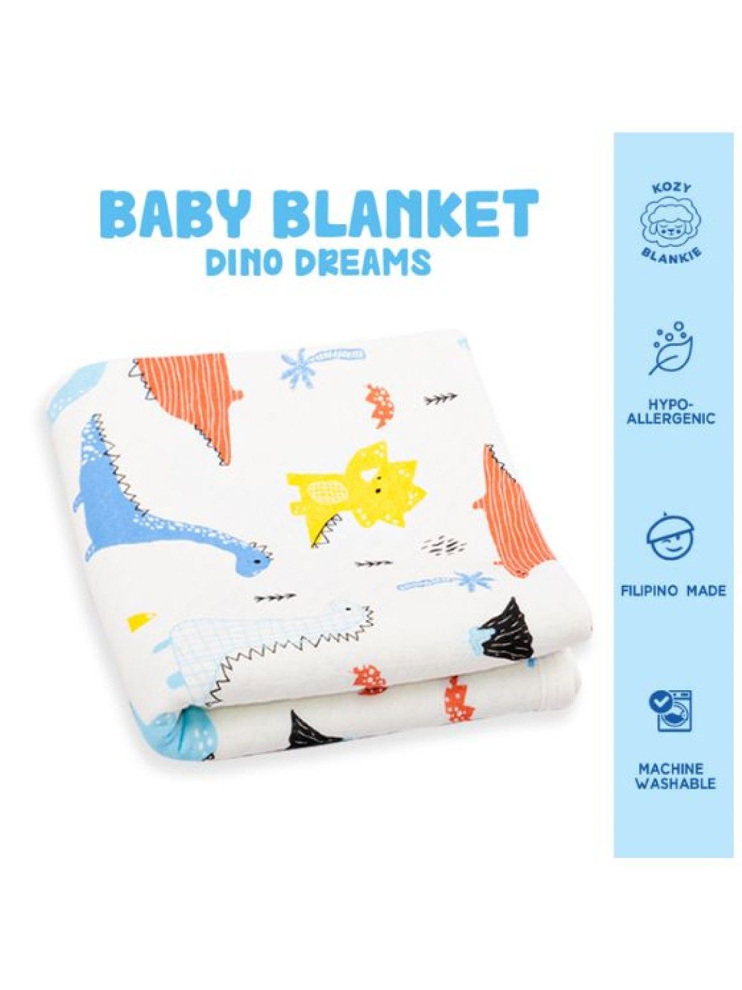 Kozy Blankie Large Reversible Quilt Blanket 100% Cotton - Dino Dreams (No Color- Image 2)