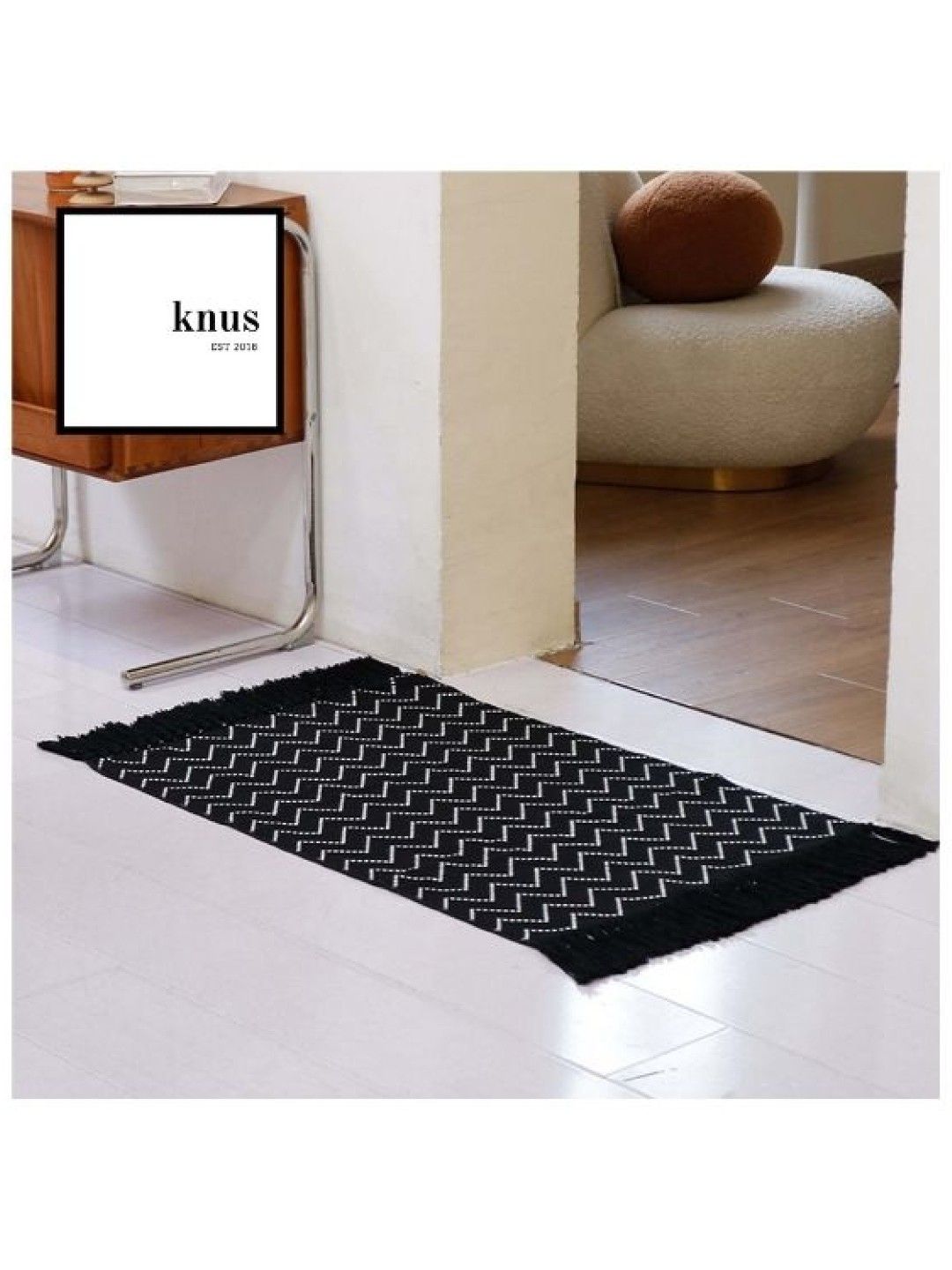 Knus PH Floor Mat Rug Tassle Dior (Black) (Short- Image 3)