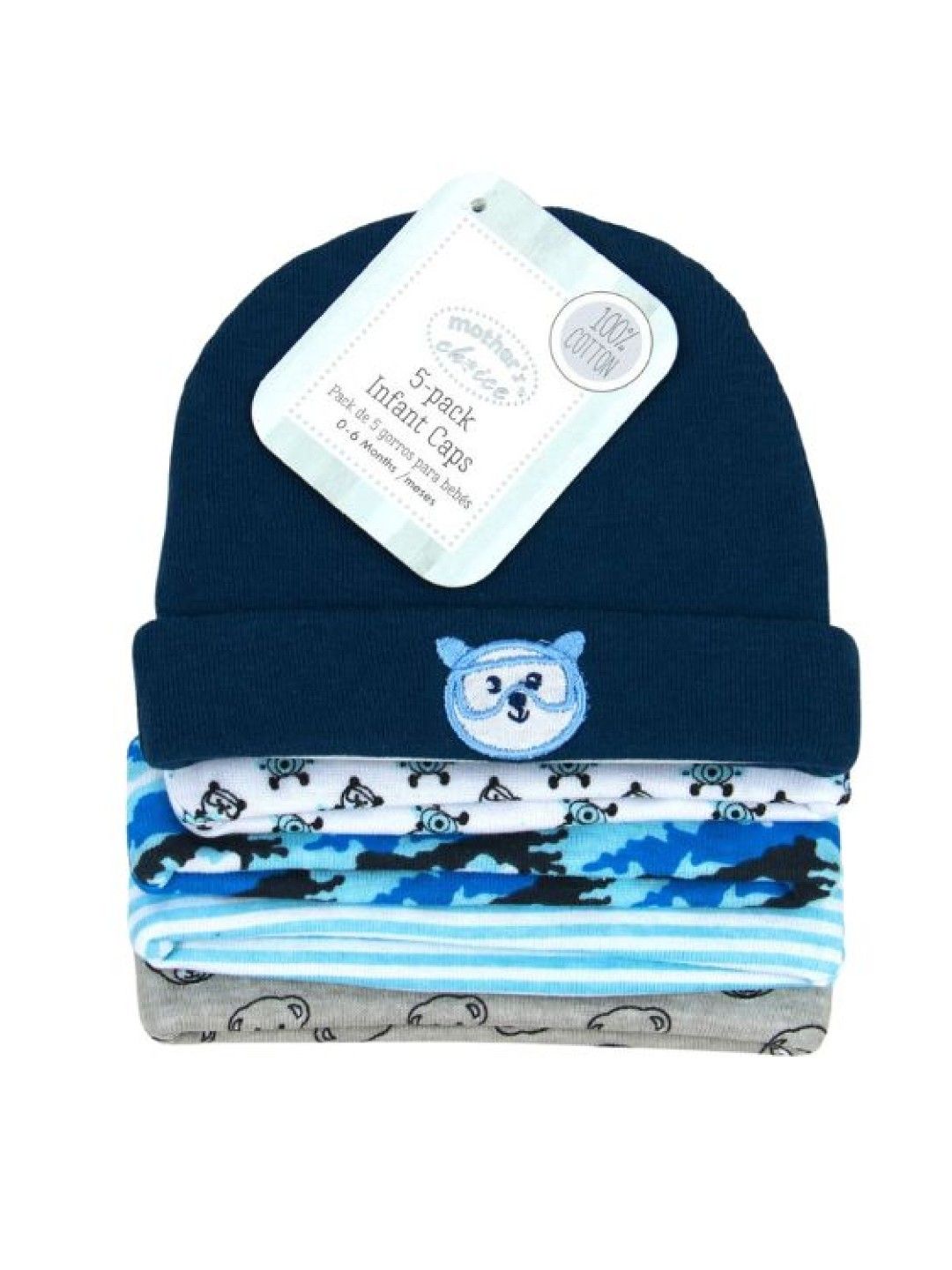 Mother's Choice 5 Pack Newborn Baby Hat (Dog/IT2541) (No Color- Image 1)