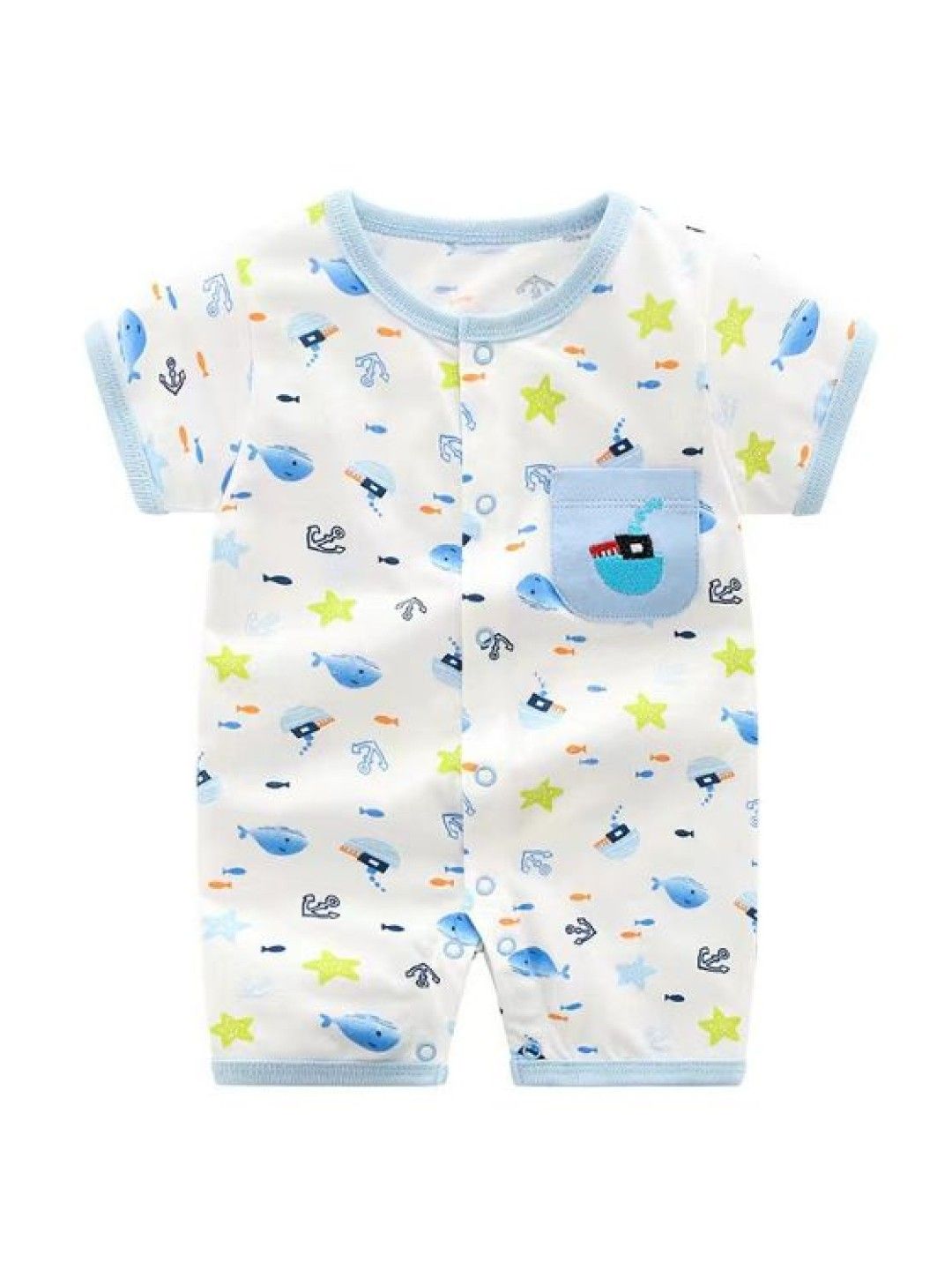 Cottonkind Dolphin Printed Romper (No Color- Image 1)