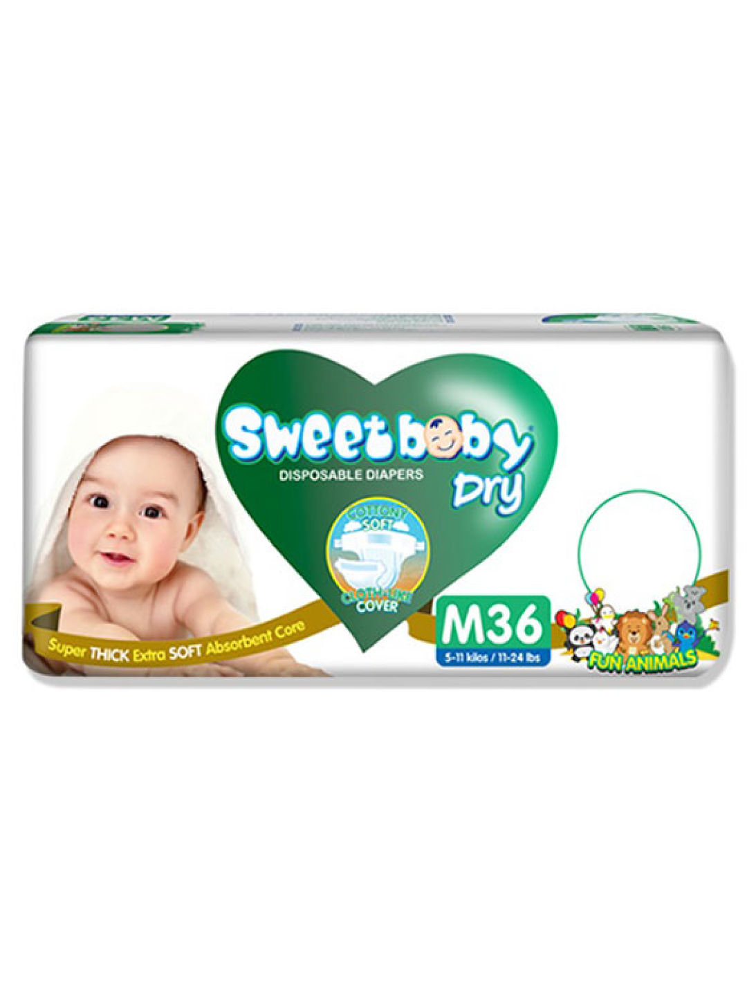 Sweetbaby Dry Disposable Diapers Medium Econo pack  (36s)