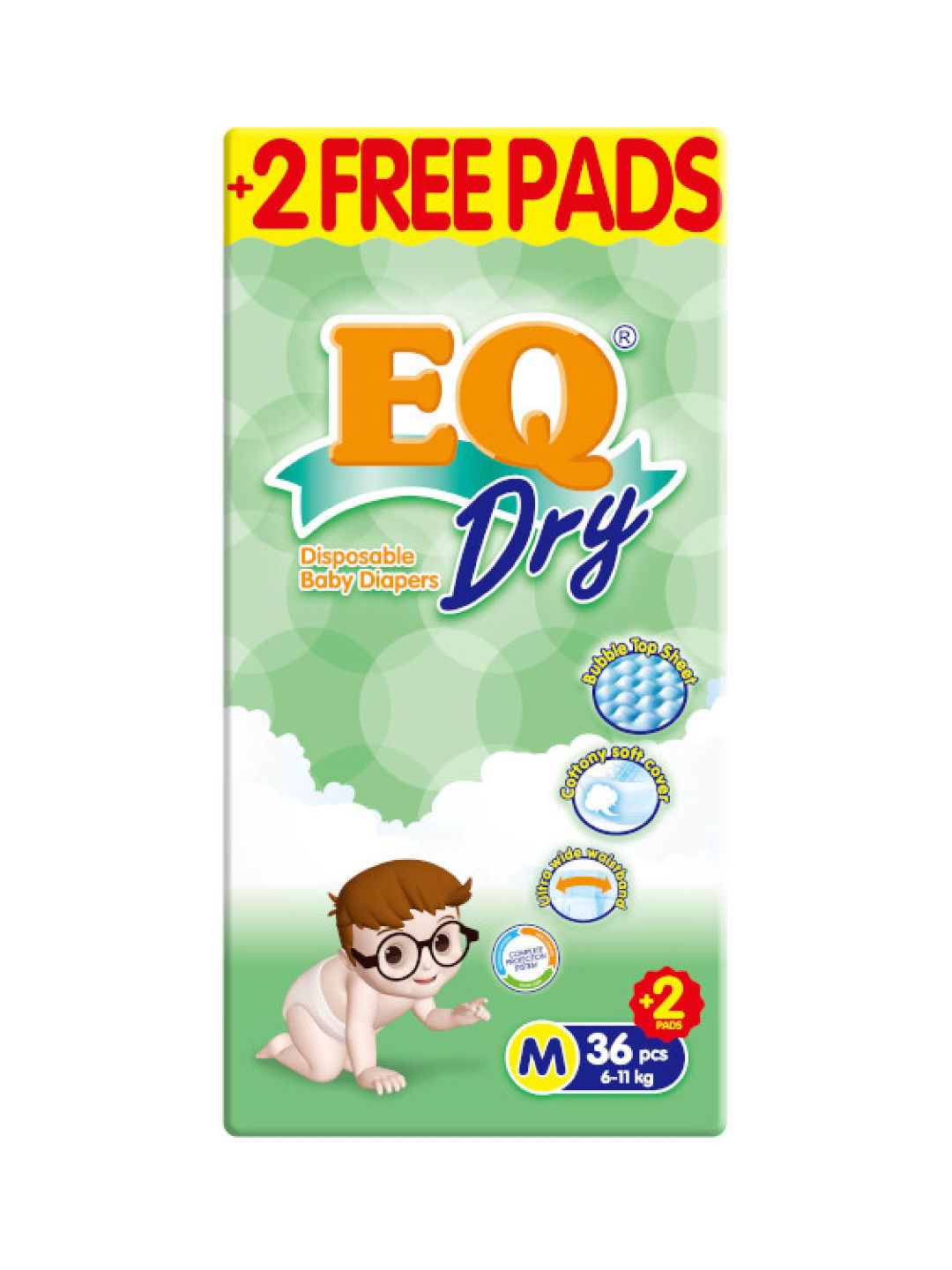 EQ Diapers and Wipes Dry Econo Pack Tape Diaper Medium (36 pcs)