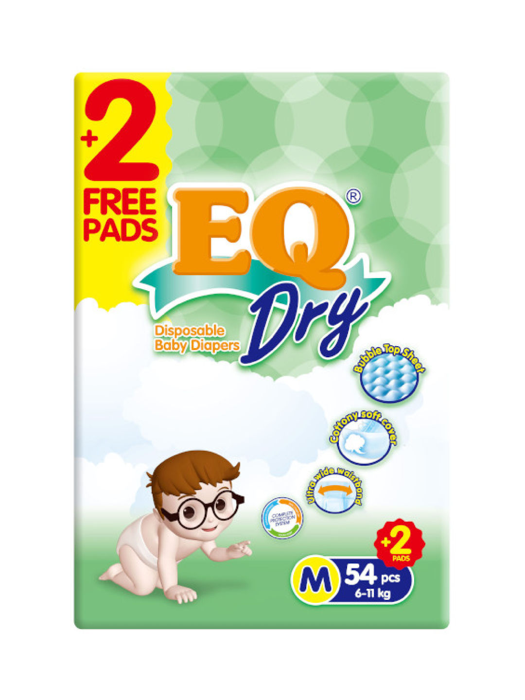 EQ Diapers and Wipes Dry Jumbo Pack Tape Diaper Medium (54 pcs)