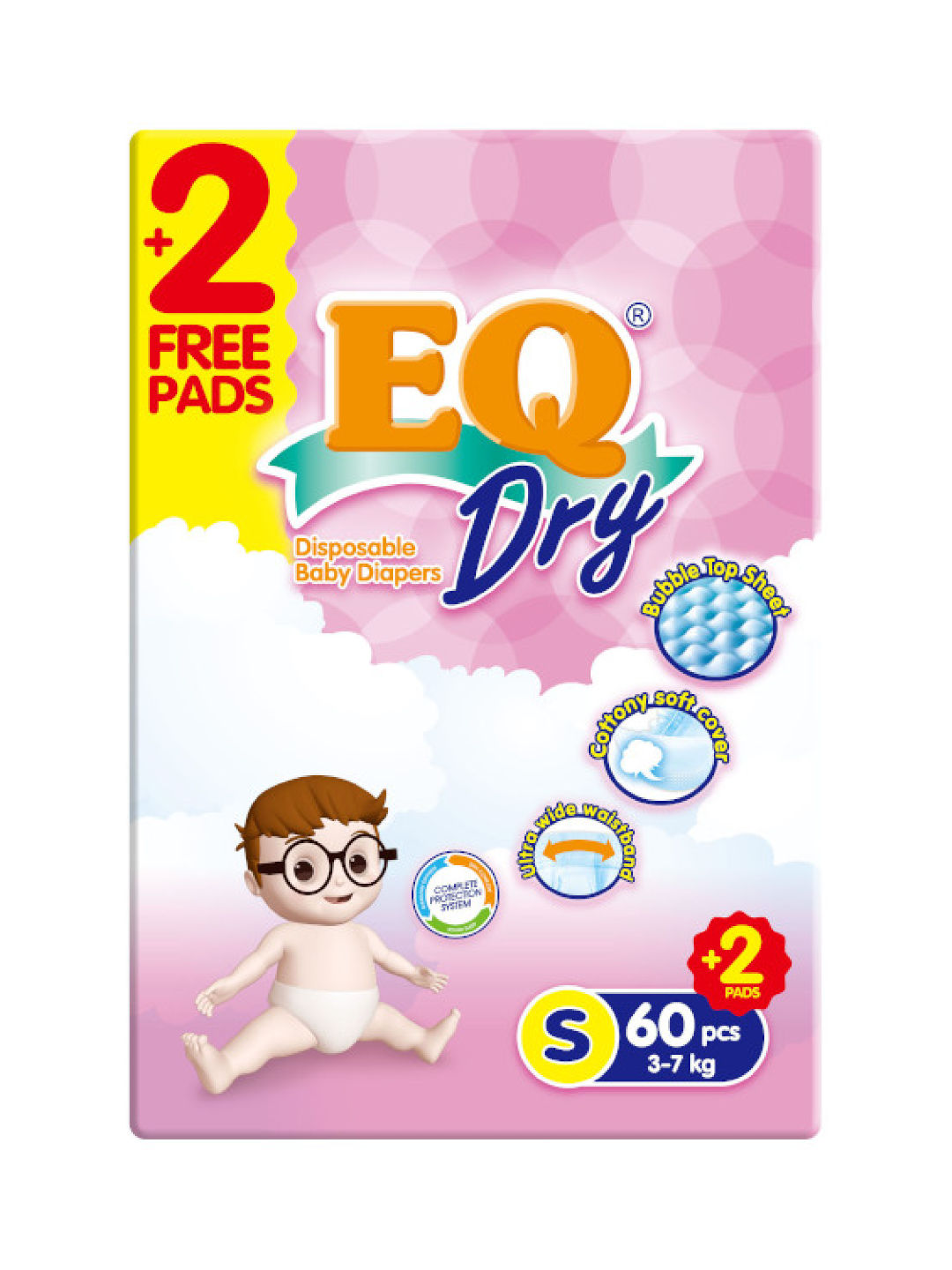 EQ Diapers and Wipes Dry Jumbo Pack Tape Diaper Small (60 pcs)