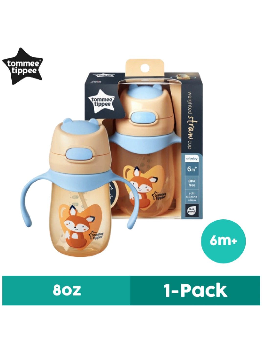 Tommee Tippee Fox Weighted Straw 2 Handle Cup (240 ml)
