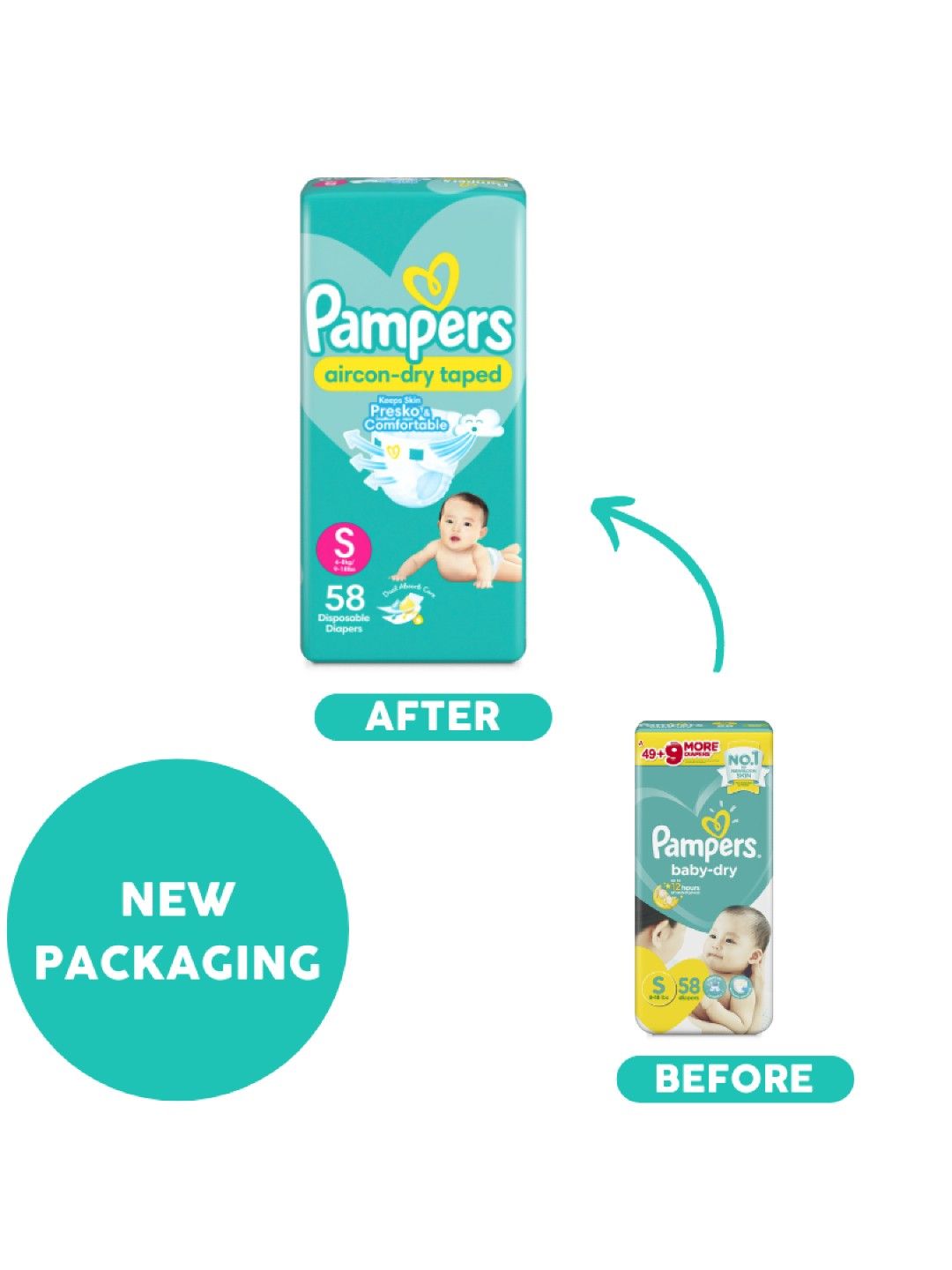 Pampers Baby Dry Taped Small 58s x 1 pack (58 pcs) (No Color- Image 3)