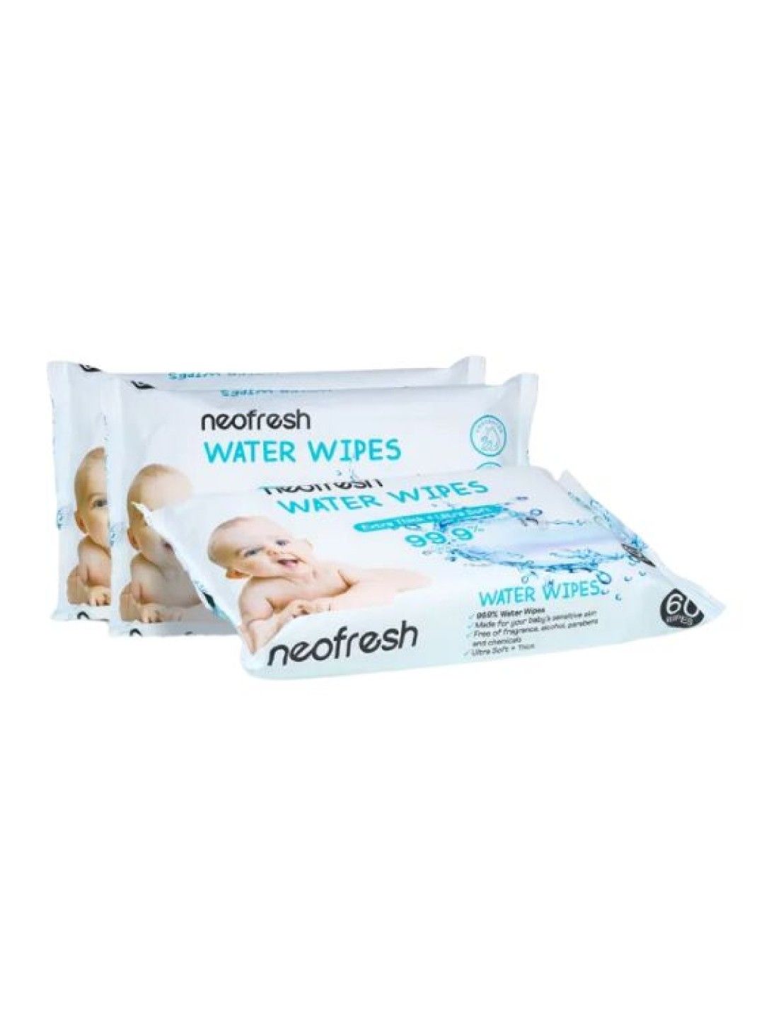 Neofresh Water Baby Wipes Unscented 60s (3packs - 180s)