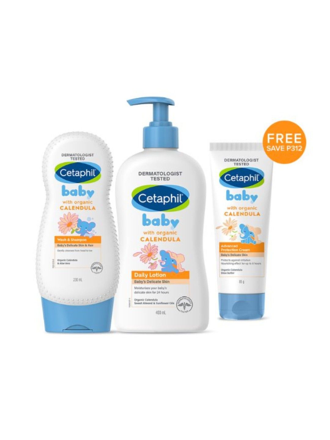 Cetaphil Baby Calendula Pack (FREE Advanced Protection Cream)