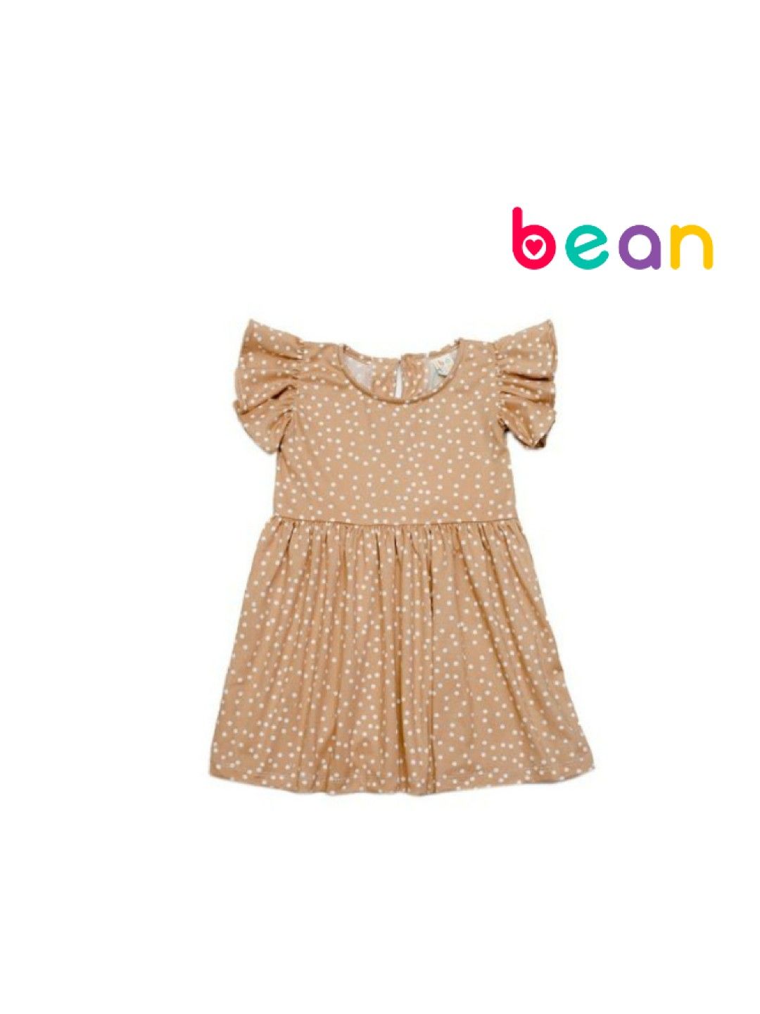 bean fashion Daywear Delight Flutter Sleeve Dress (Beige- Image 1)