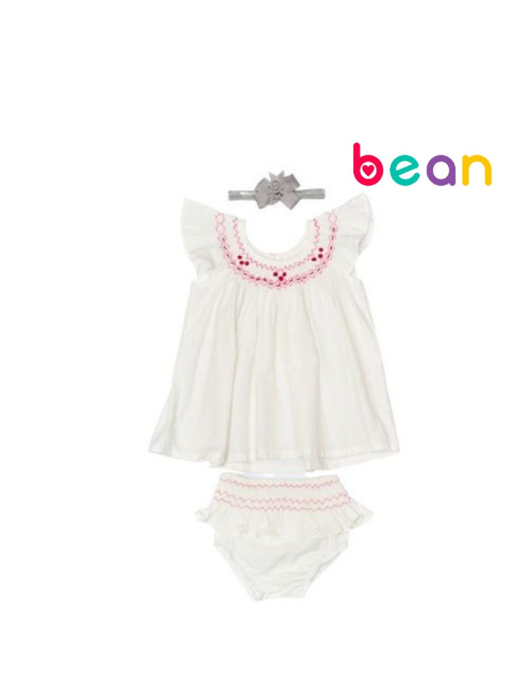 bean fashion Whimsical Wonders Simone Top with Bloomer and Headband (White- Image 1)