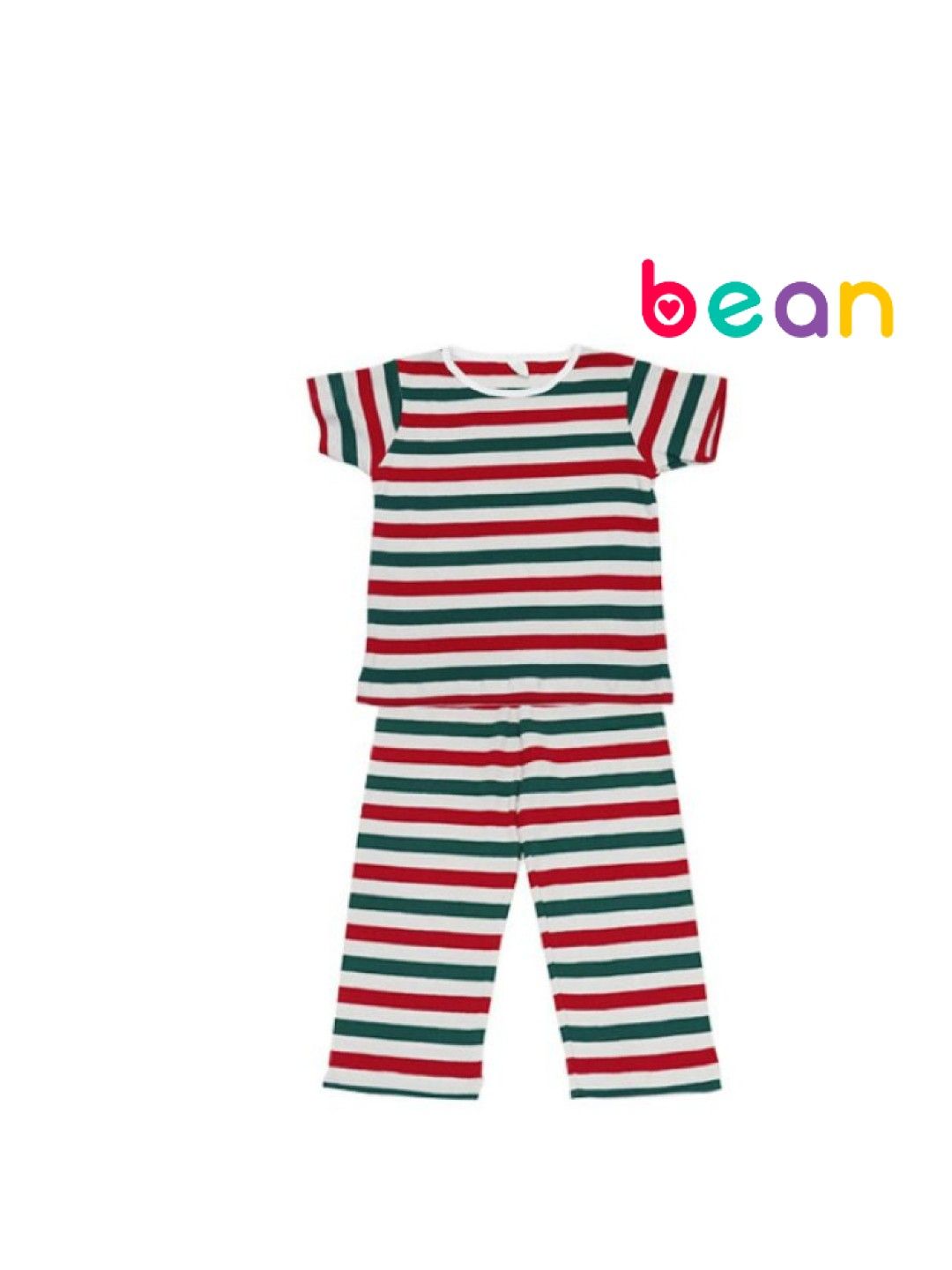 bean fashion Stripes Shortsleeves Pajama Set (Red- Image 1)