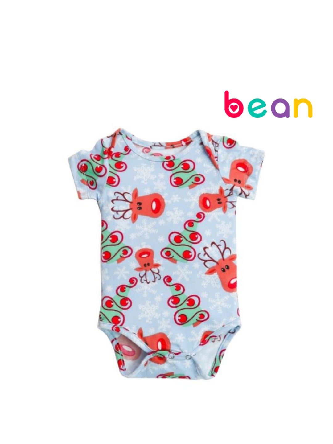 bean fashion Merry Jammies Fullprint Baby Boy Onesie (Light Blue- Image 1)