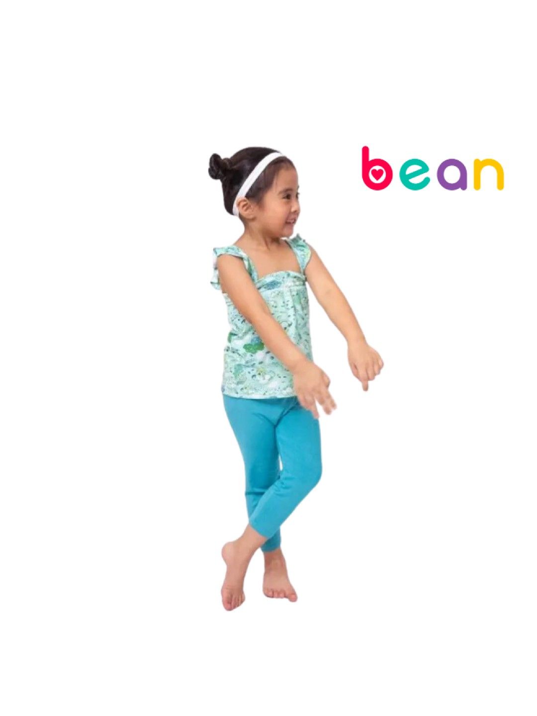 bean fashion Alessa Lanot Playwear Luntian Gang Ruffled Sleeveless with Plain Leggings (Multicolor- Image 1)