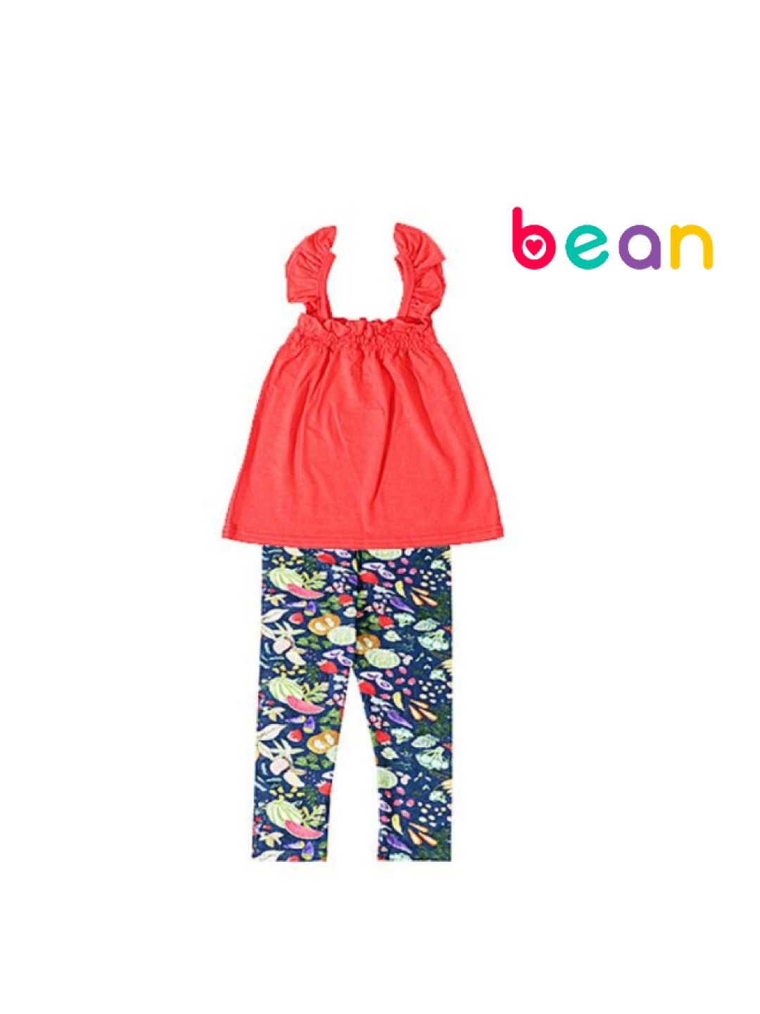 bean fashion Alessa Lanot Playwear Fruit Salad Ruffled Sleeveless with Printed Leggings (Multicolor- Image 1)