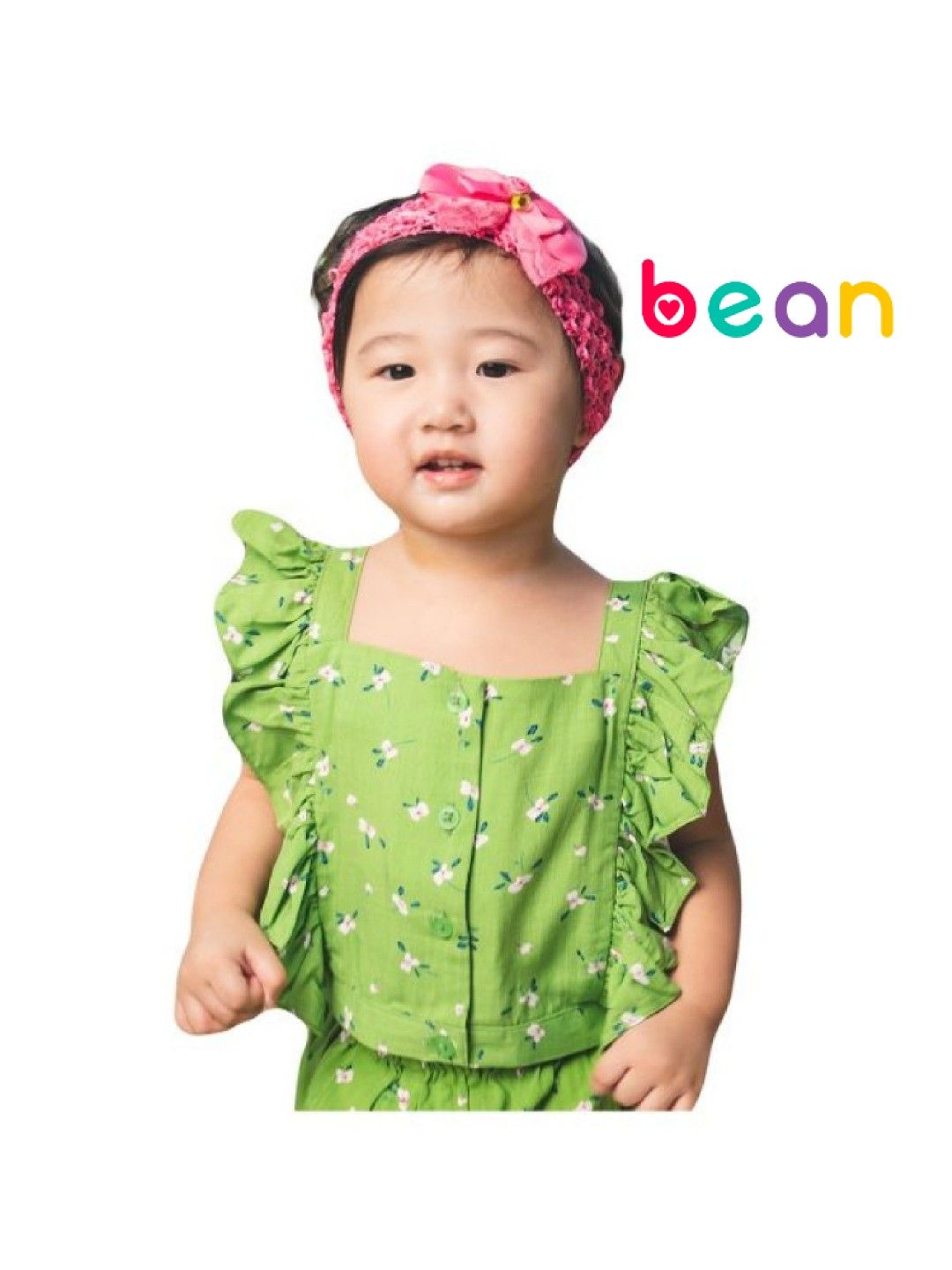 bean fashion Floral Woven Top (Green- Image 1)