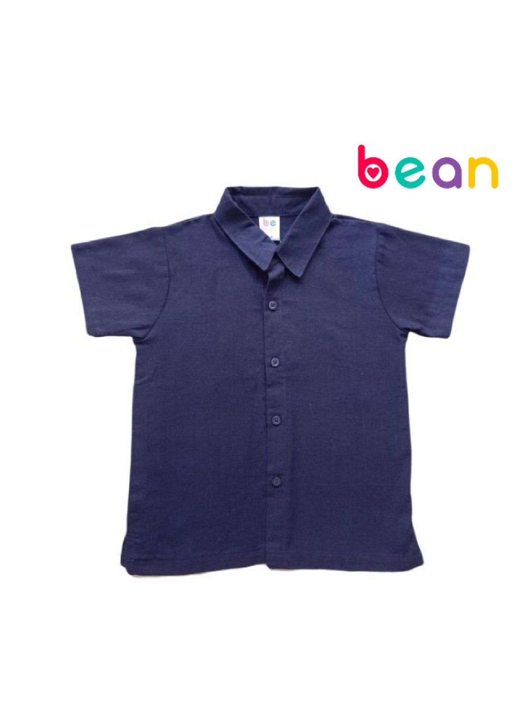 bean fashion Navy Blue Shortsleeves Woven Top (Blue- Image 1)