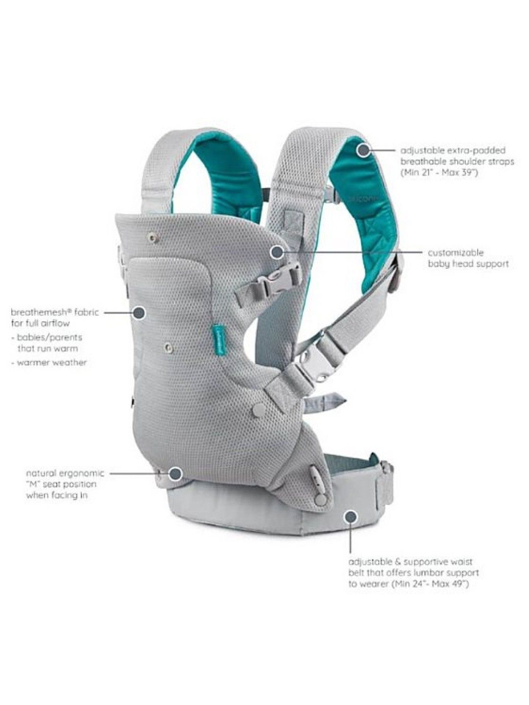 Infantino Flip 4-in-1 Light & Airy Convertible Carrier w/ [FREE] Fun Time Duck (Assorted) (No Color- Image 2)