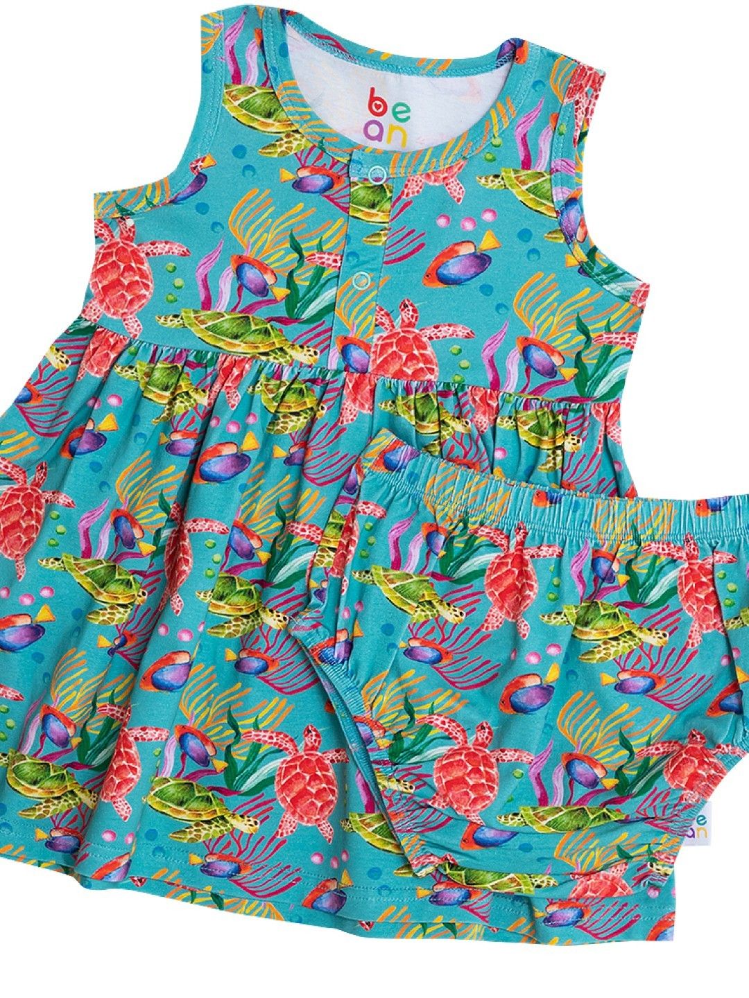 bean fashion Wonder Playsuits Anina Rubio Turtle Aklan Dress with Bloomer Set (Multicolor- Image 3)