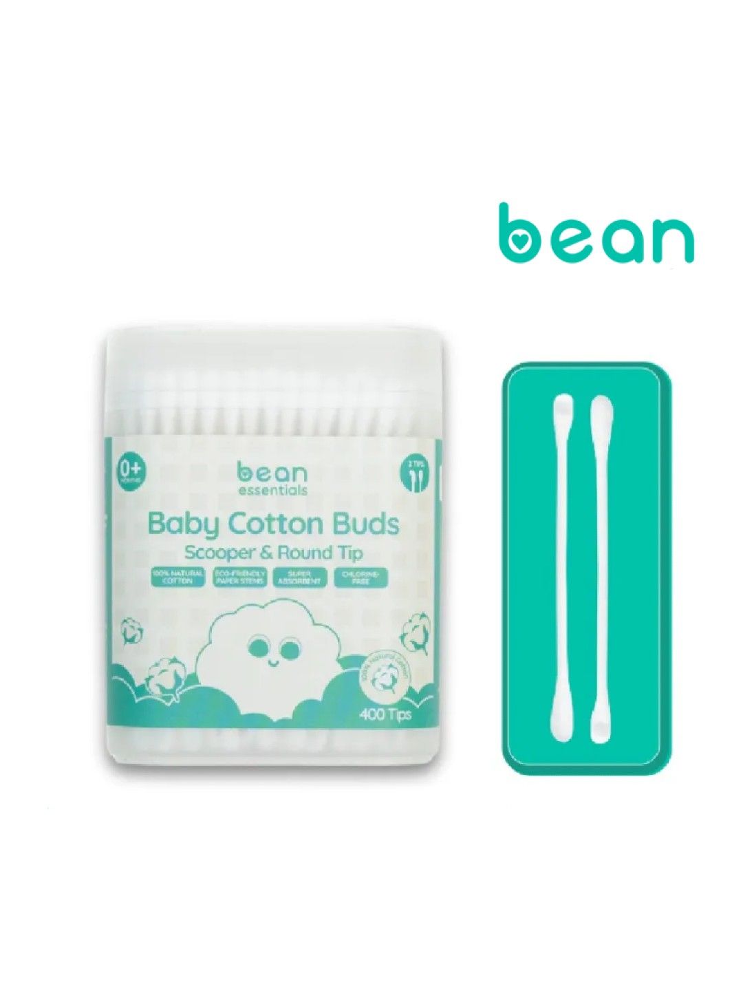 bean essentials Scooper & Round Baby Cotton Buds (400 tips)