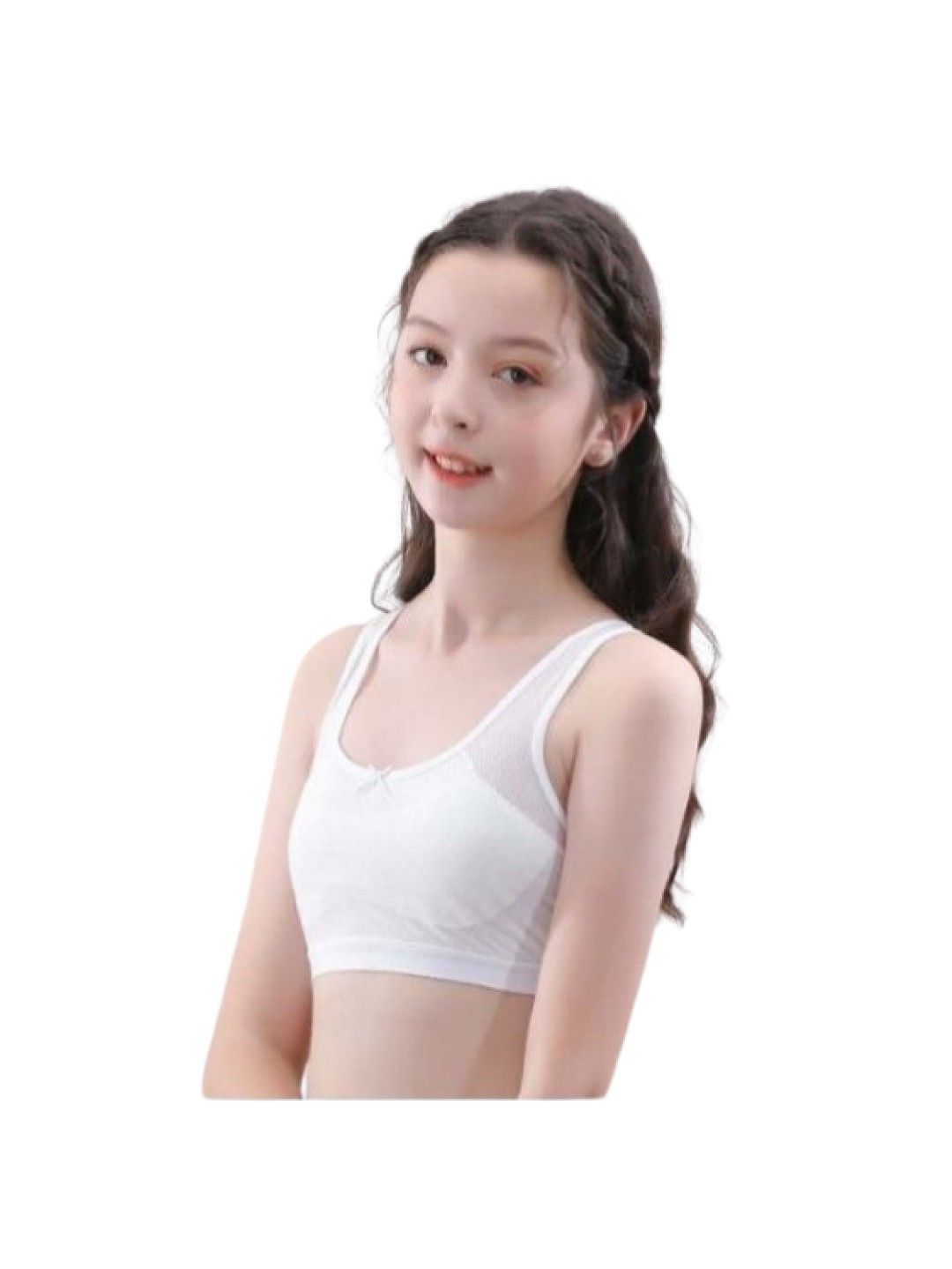 Cottonkind Plain Midriff Cross Back Bra (White- Image 1)