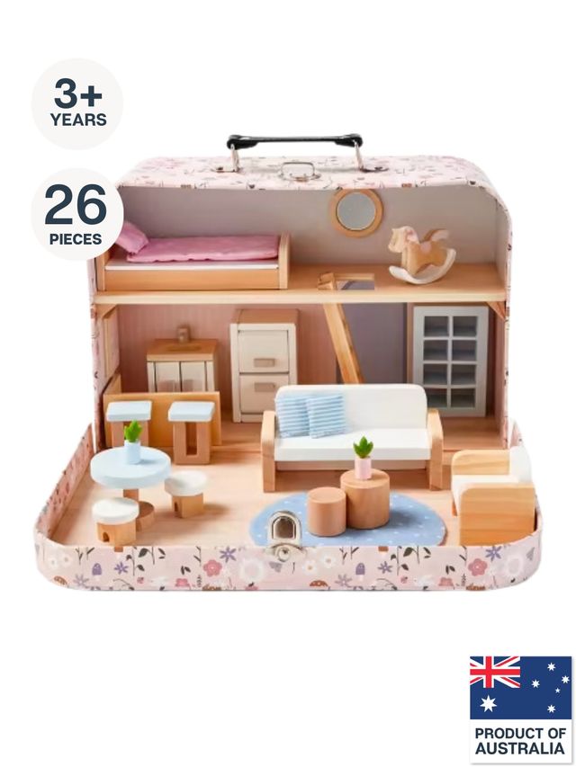 Wooden Suitcase Dollhouse (26pcs)