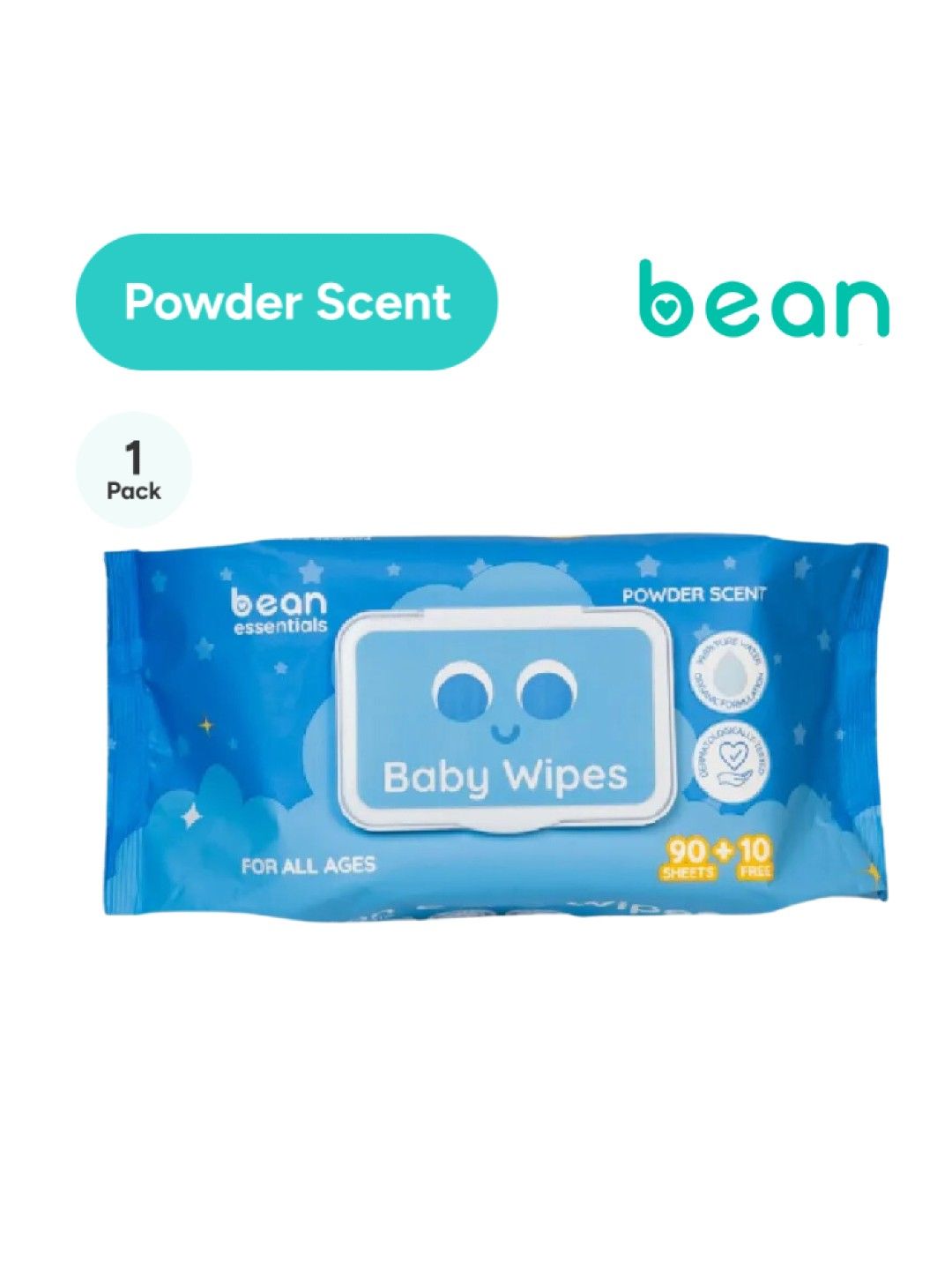 bean essentials Baby Wipes Powder Scent 100 sheets