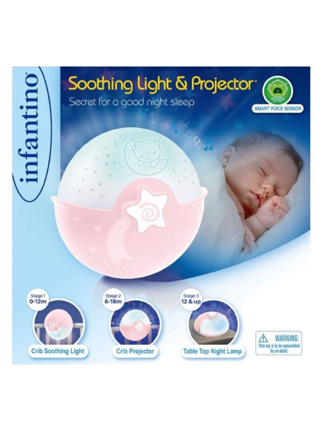Infantino WOM Soothing Light Projector with [FREE] Fun Time Duck (Pink- Image 2)