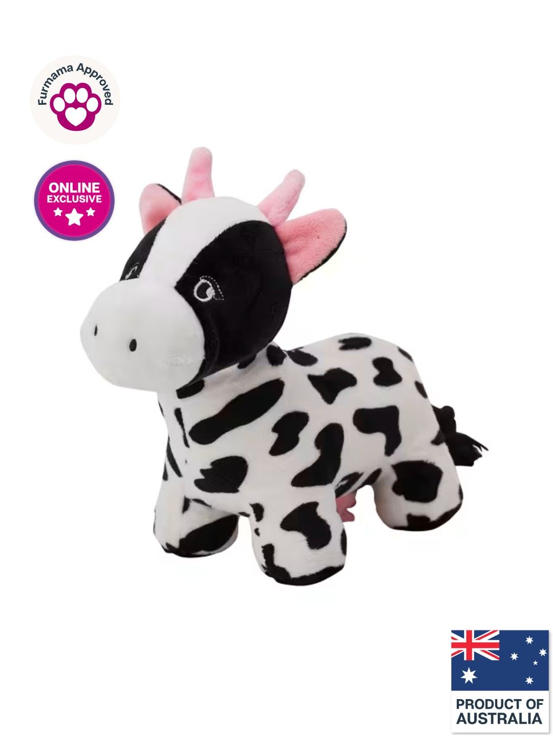 Anko Pet Toy Plush Cow (Black/White- Image 1)