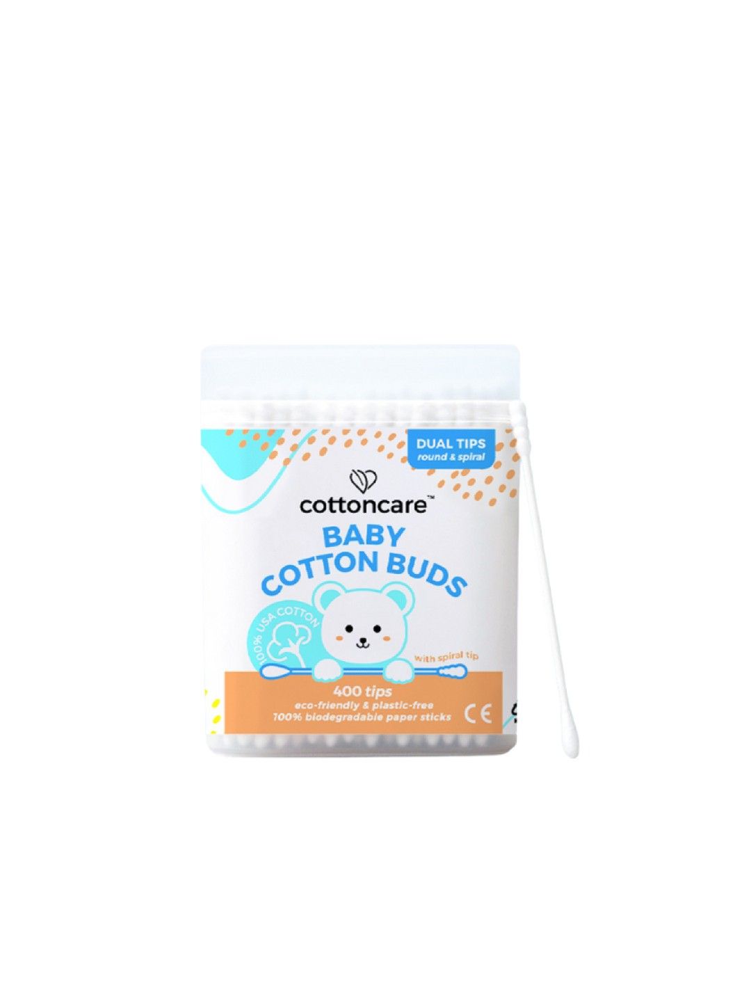 Cotton Central™ Cottoncare™ Plastic-Free Spiral Baby Cotton Buds (400 tips)