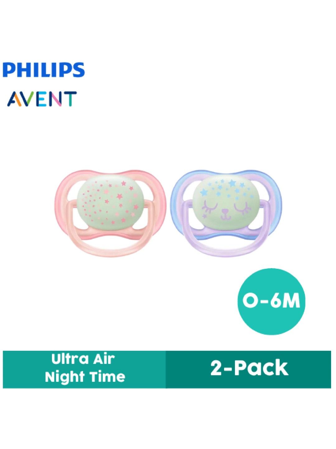 Avent 0-6M Glow in the Dark Ultra Air Night Time Pacifier (2-pack)