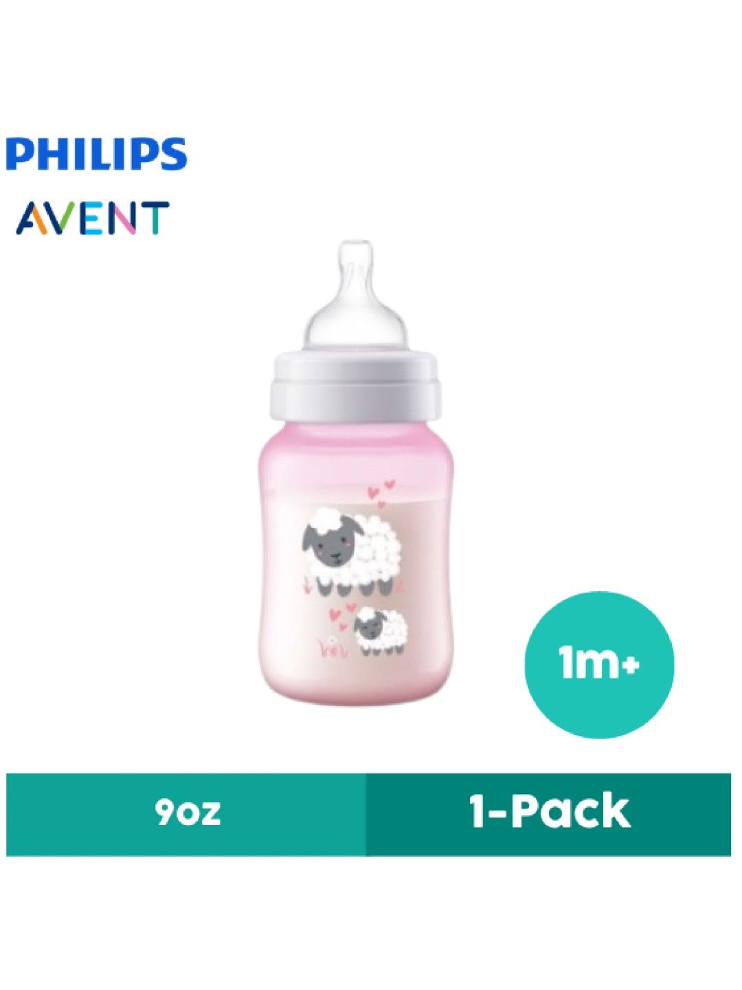 Avent Anti-Colic Baby Bottle Pink Sheep (9oz) (Pink- Image 1)