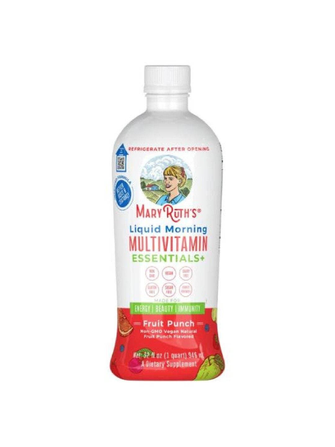 Mary Ruth's Liquid Morning Vegan Fruit Punch Multivitamin Essentials (32oz) (No Color- Image 1)