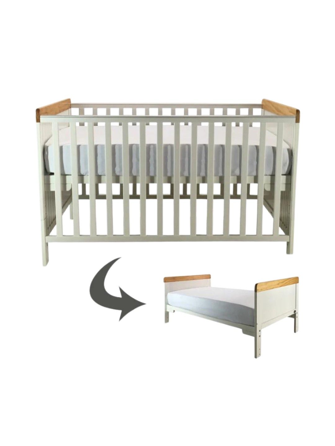 Cuddlebug Fontana 2in1 Convertible Crib (White-Honey- Image 1)