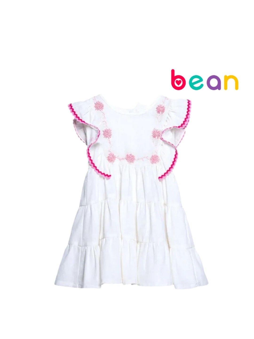 bean fashion Floral Flair Camia Ricrac Sleeve Embroidered Tiered Dress