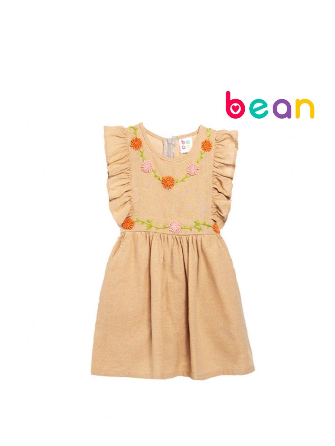 bean fashion Floral Flair Mara Ruffled Sleeve Embroidered Dress