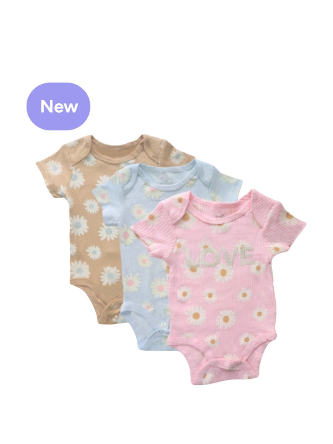 Cottonkind Love Daisies Short Sleeves Onesies Set of 3