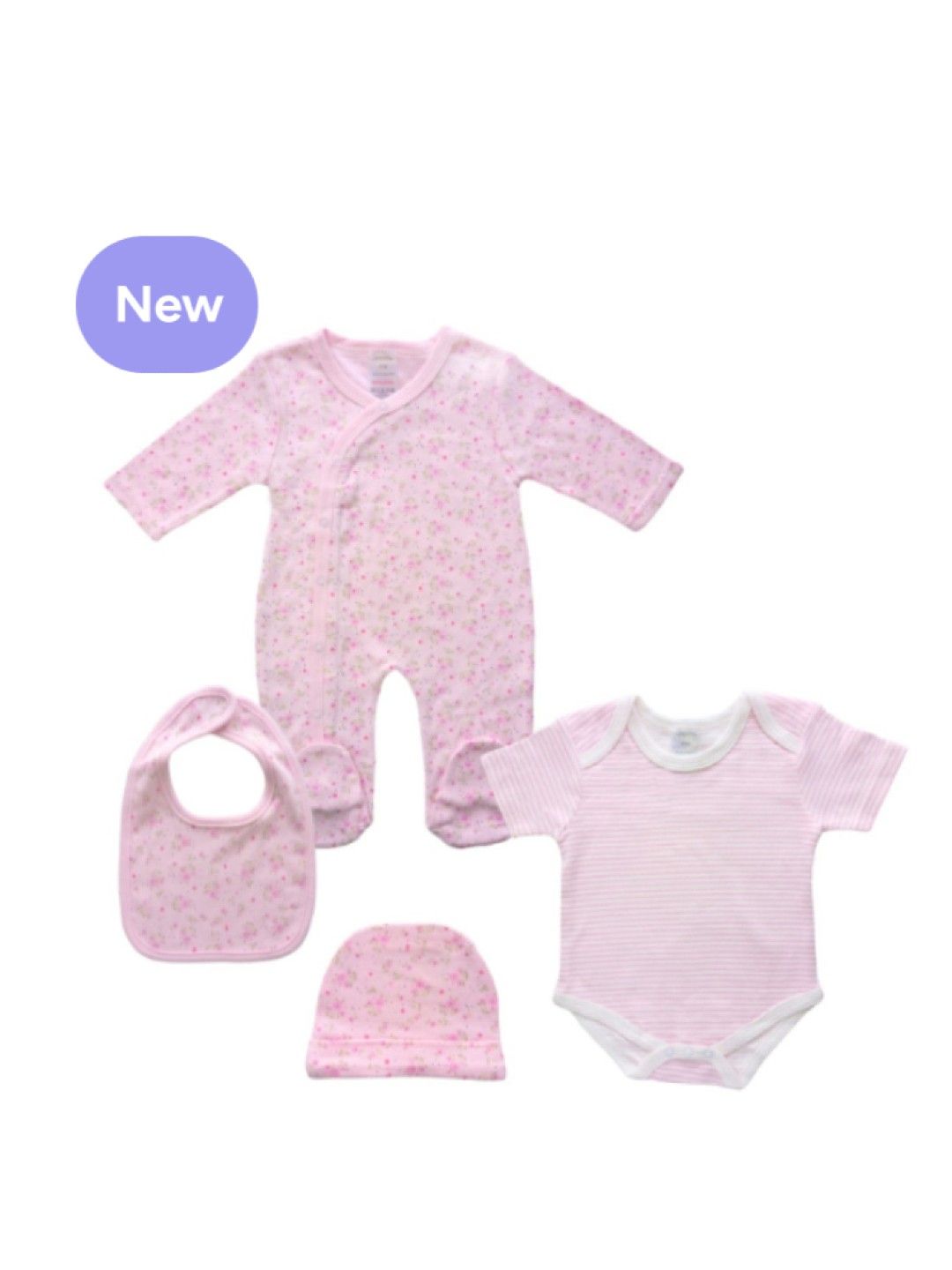 Cottonkind Floral Short Sleeves Onesies Set of 4