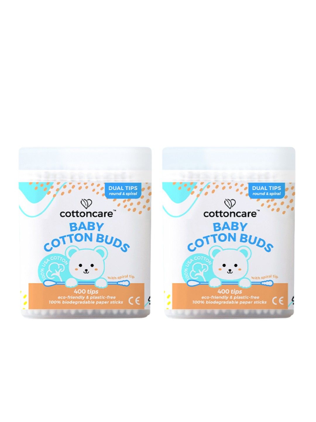 Cotton Central™ Cottoncare Baby Cotton Buds - Spiral 2 Pack (800 Tips) (No Color- Image 1)