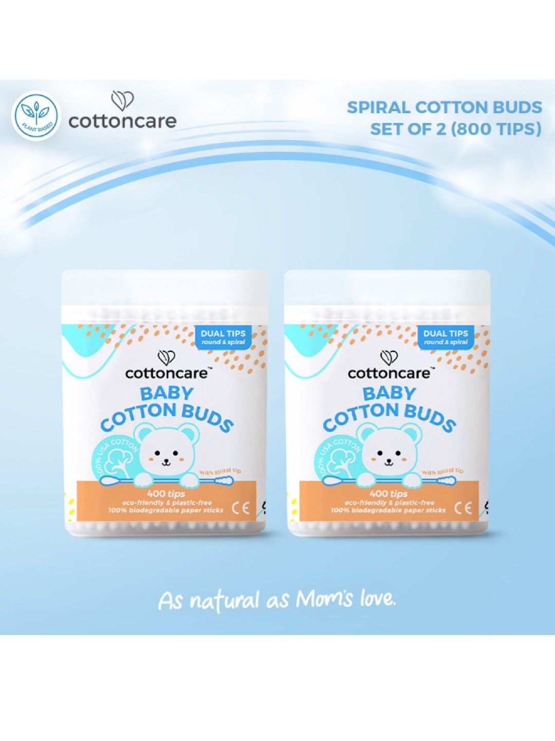 Cotton Central™ Cottoncare Baby Cotton Buds - Spiral 2 Pack (800 Tips) (No Color- Image 2)