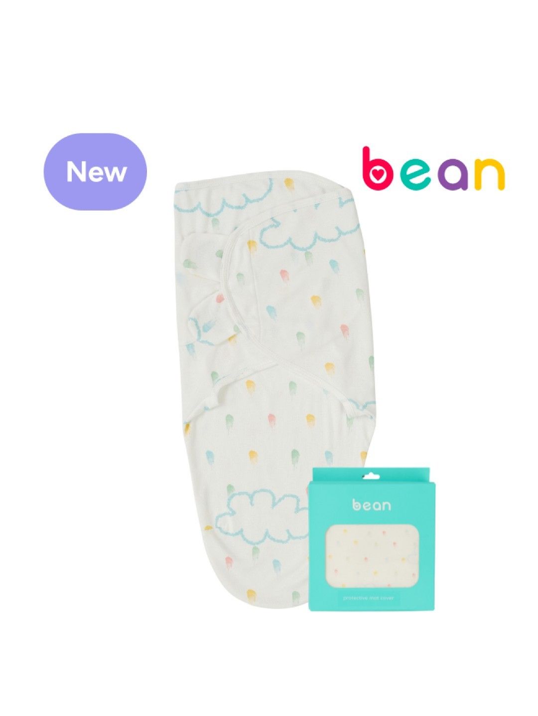 bean Ava Swaddle Velcro Wrap Cloud + Ava Waterproof Baby Mat Cloud (No Color- Image 2)