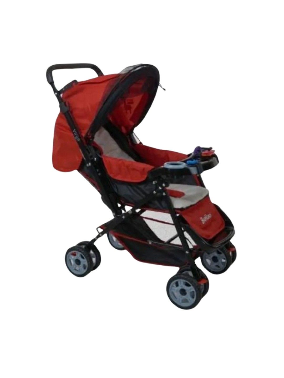 Babygro 2-Way Stroller with Reversible Handle and Mosquito Net (Virgil) (Red- Image 1)