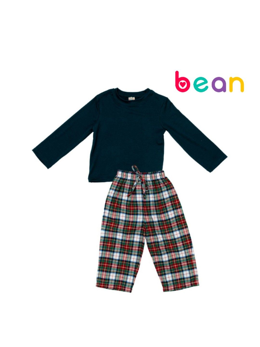 bean fashion Blue Green Plaid Sleep Pajama Set for Kids (No Color- Image 1)